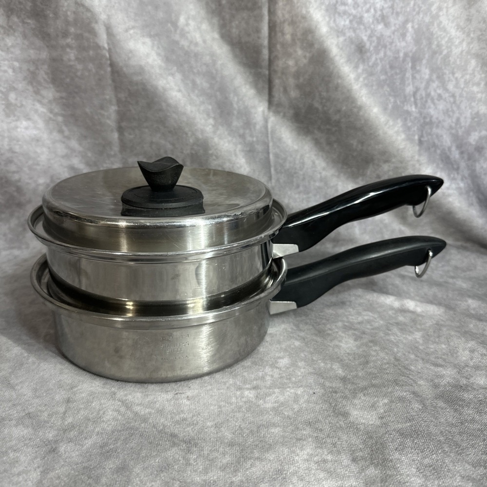 Colonial Ware‎ Steamer Sauce Pot Pan & Lid 3 Ply 18/8 Stainless Steel